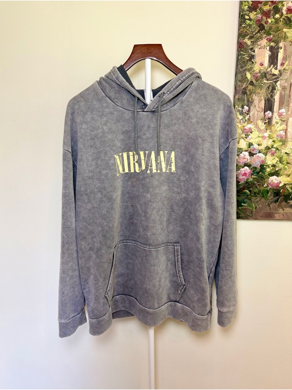 Vintage Nirvana In Utero Angel Hoodie – Gray Acid Wash – Size Large